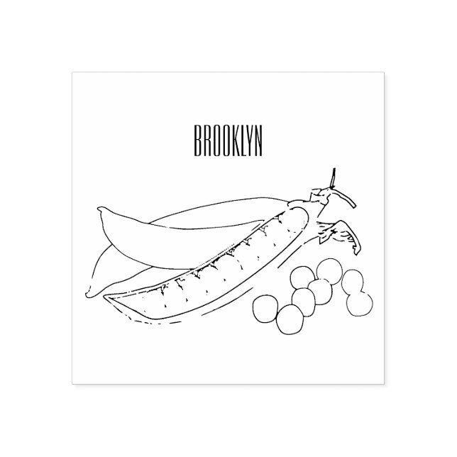 Carimbo De Borracha Ilustração de desenho animado de ervilha (Impressão)