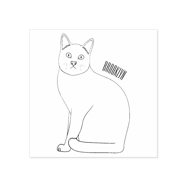 Carimbo De Borracha Ilustração de desenho animado de gato siamês (Impressão)