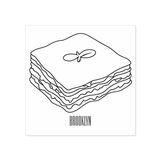 Carimbo De Borracha Ilustração de desenho animado de Lasagna (Impressão)