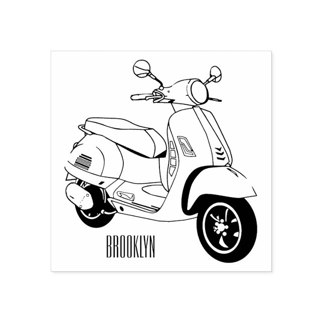 Carimbo De Borracha Ilustração de desenho animado de motocicleta (Impressão)