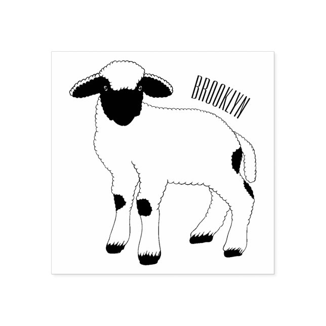 Carimbo De Borracha Ilustração de desenho animado de ovelha Valais Bla (Impressão)