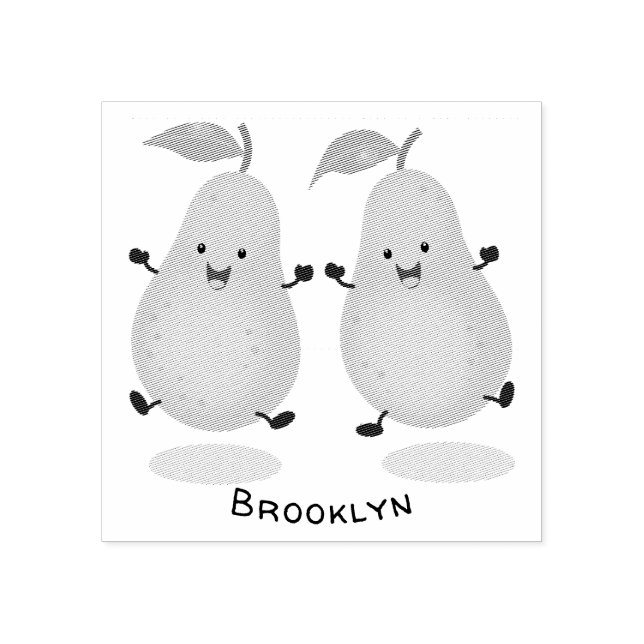 Carimbo De Borracha Ilustração de desenho animado de par de pera-cúpul (Impressão)