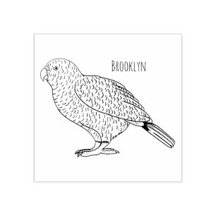 Carimbo De Borracha Ilustração de desenho animado de pássaro Kakapo