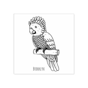 Carimbo De Borracha Ilustração de desenho animado de pássaros-papagaio