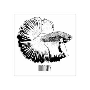 Carimbo De Borracha Ilustração de desenho animado de peixe lutador sia