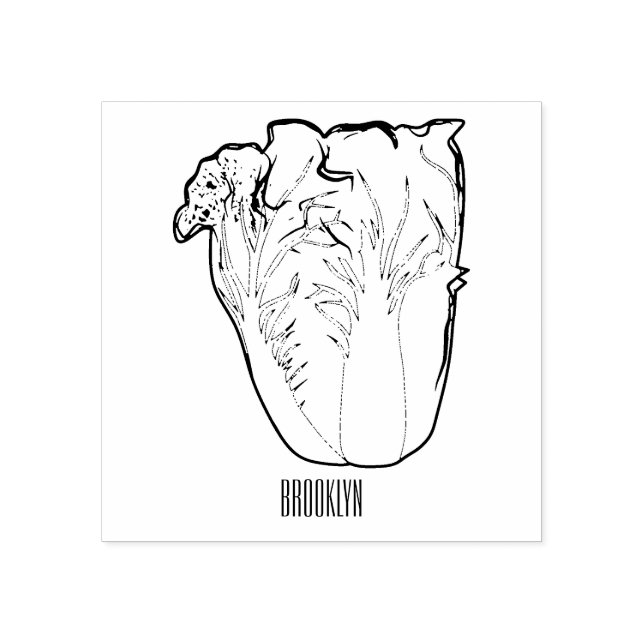 Carimbo De Borracha Ilustração de desenho animado de repolho chinês (Impressão)