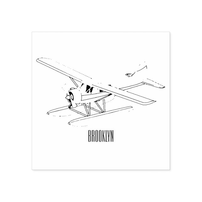 Carimbo De Borracha Ilustração de desenho animado de Seaplane (Impressão)