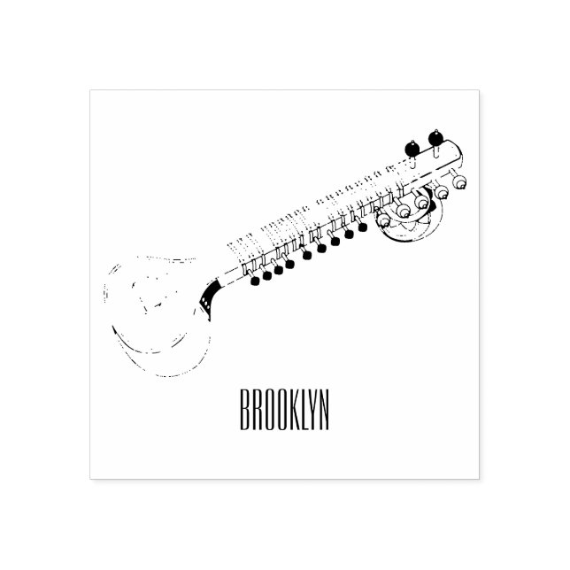 Carimbo De Borracha Ilustração de desenho animado de violão (Impressão)