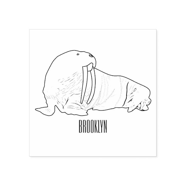 Carimbo De Borracha Ilustração de desenho animado de Walrus (Impressão)