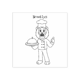 Carimbo De Borracha Ilustração de desenho animado do chef de leão