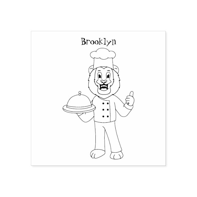 Carimbo De Borracha Ilustração de desenho animado do chef de leão (Impressão)