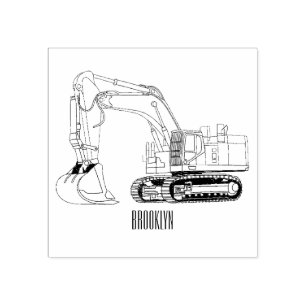 Carimbo De Borracha Ilustração de desenho animado do crawler escavator