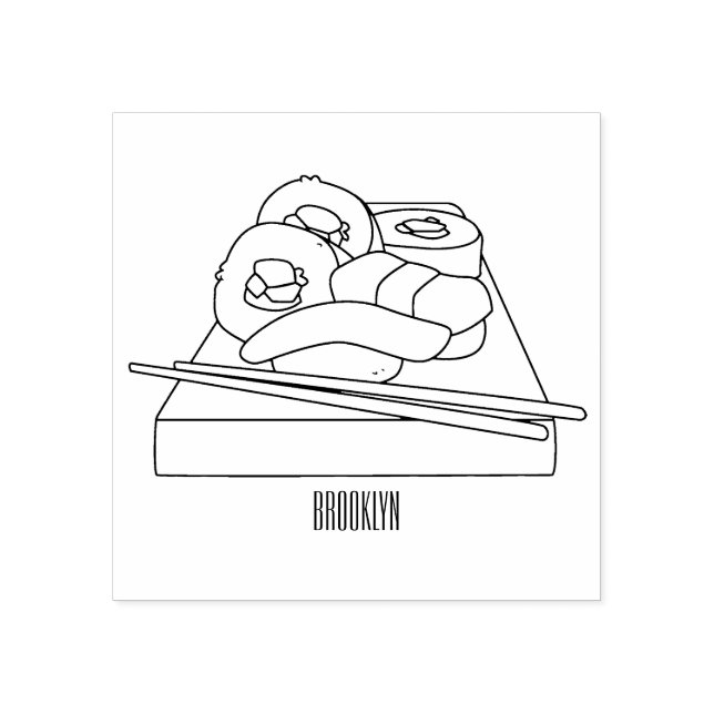 Carimbo De Borracha Ilustração de desenho animado Sushi (Impressão)
