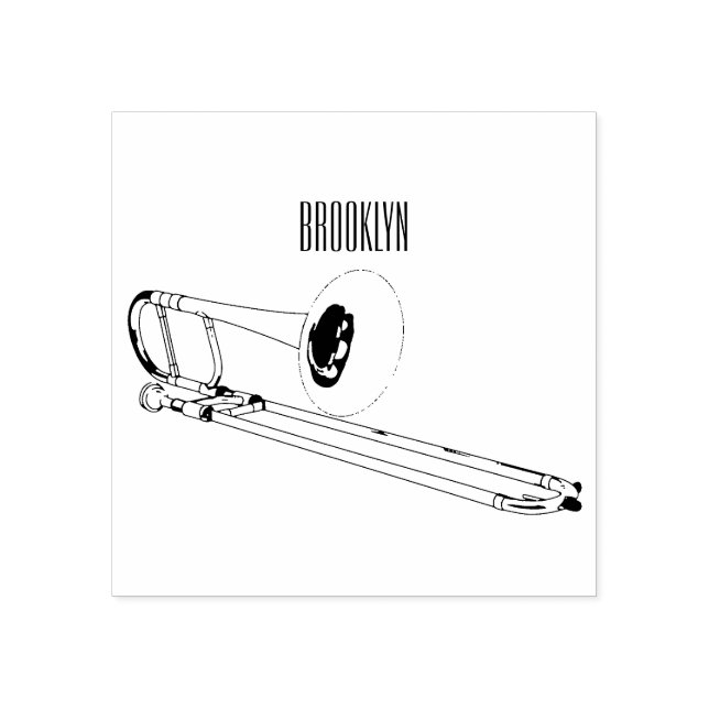 Carimbo De Borracha Ilustração de desenho animado Trombone (Impressão)