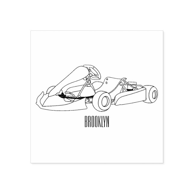 Carimbo De Borracha Ilustração de desenho de corrida de Kart (Impressão)