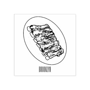 Carimbo De Borracha Ilustração de desenho de costelas curtas