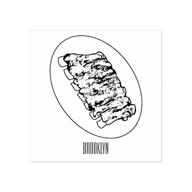 Carimbo De Borracha Ilustração de desenho de costelas curtas (Impressão)