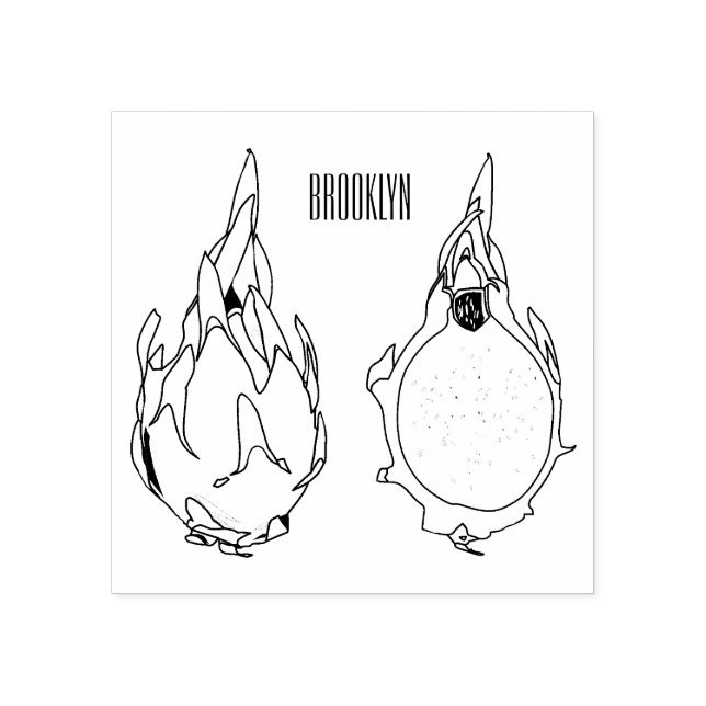 Carimbo De Borracha Ilustração de desenho de fruta do dragão (Impressão)