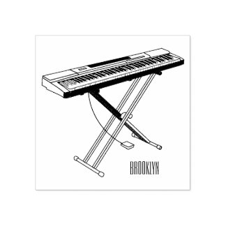 Carimbo De Borracha Ilustração de desenho de piano de teclado