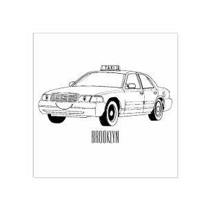 Carimbo De Borracha Ilustração de desenho de táxi