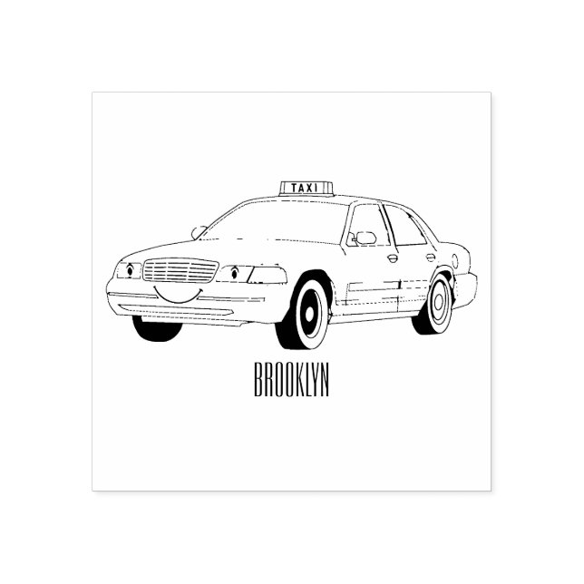 Carimbo De Borracha Ilustração de desenho de táxi (Impressão)