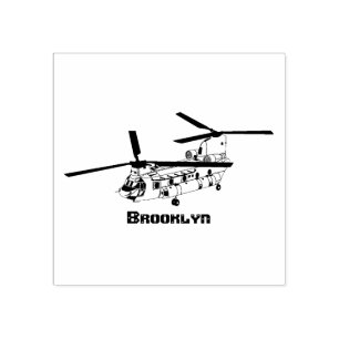 Carimbo De Borracha Ilustração de helicóptero militar Chinook