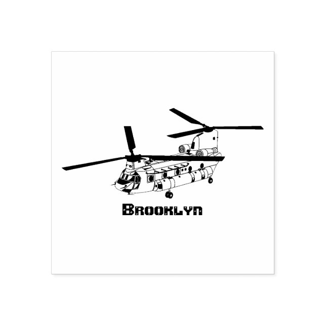 Carimbo De Borracha Ilustração de helicóptero militar Chinook (Impressão)