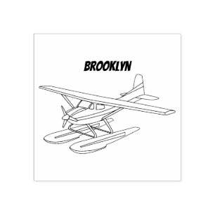 Carimbo De Borracha Ilustração de hidroavião azul branco