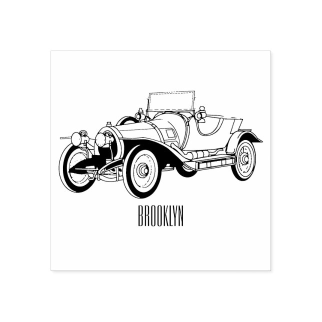 Carimbo De Borracha Ilustração do desenho animado Classic car 1920 (Impressão)