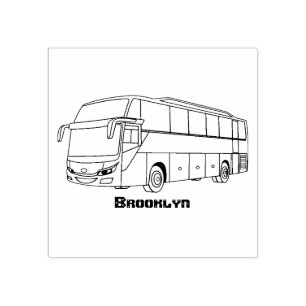 Carimbo De Borracha Ilustração moderna do desenho animado do ônibus