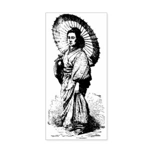 Carimbo De Borracha Ilustração Vintage Japonesa Women