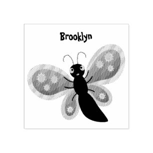 Carimbo De Borracha Imagem de desenho animado de borboleta laranja fel