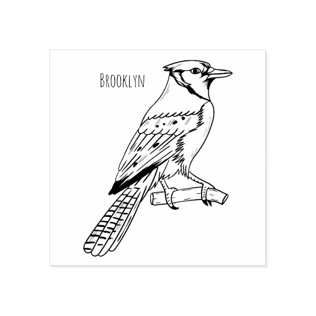 Carimbo De Borracha Imagem de desenho animado de pássaro azul (Impressão)