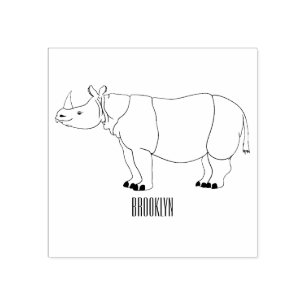 Carimbo De Borracha Imagem do desenho animado de Javan rhinoceros