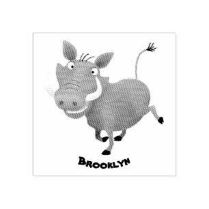 Carimbo De Borracha Imagem engraçada de desenho animado de porco-branc