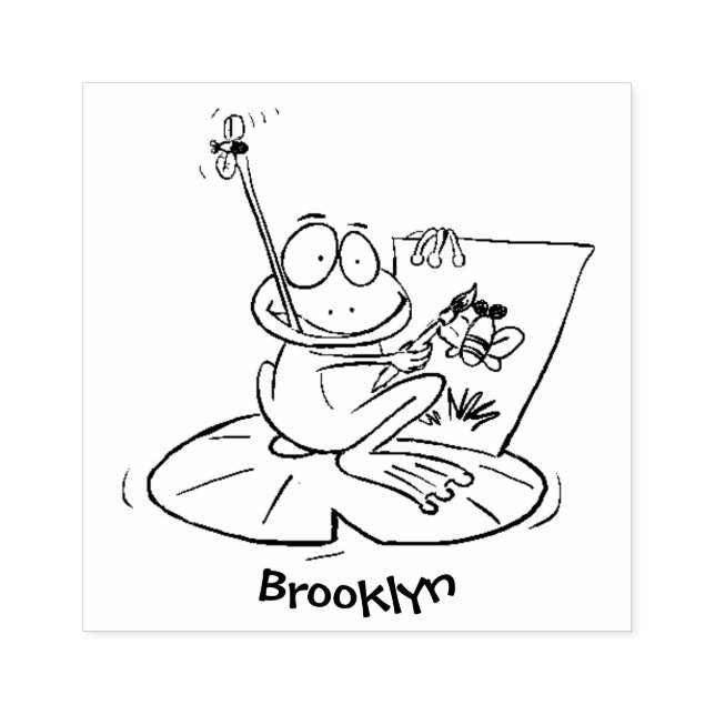 Carimbo De Borracha Imagem engraçada e engraçada do desenho do sapo ve (Impressão)