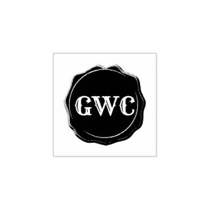 Carimbo De Borracha Impressão Monograma de Faux Wax Seal