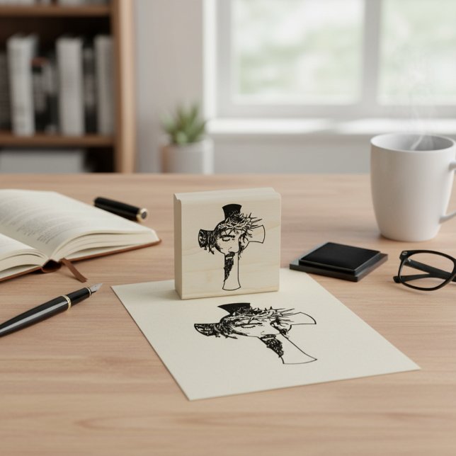 Carimbo De Borracha Impressões divinas - Jesus e a Arte Cruzada da Mad (Divine Impressions - Jesus and the Cross Wood Art Rubber Stamp)