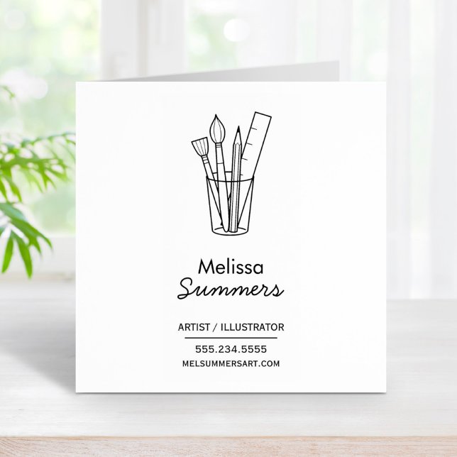 Carimbo De Borracha Informações de Contato Comercial do Artista Illust (Criador carregado)