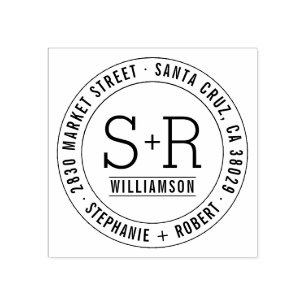 Carimbo De Borracha Iniciais Clássicos Personalizados Endereço de Devo