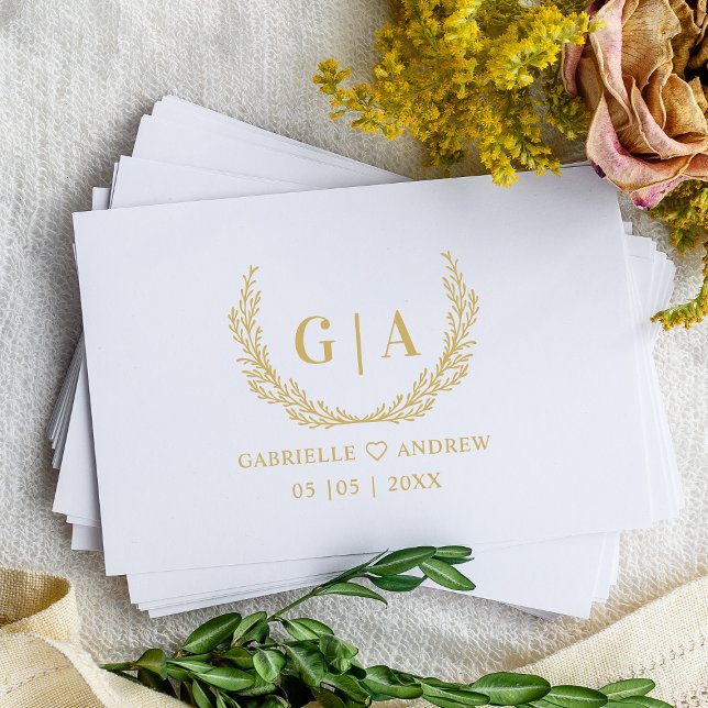 Carimbo De Borracha Iniciais de Casamento de Sucursais Mínimas Românti (Criador carregado)