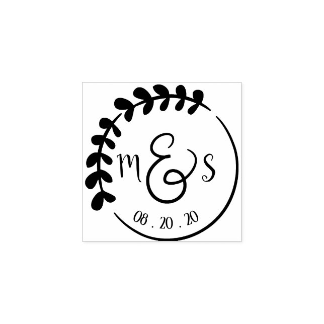 Carimbo De Borracha Iniciais de Monograma Personalizados Arte de Wreat (Impressão)