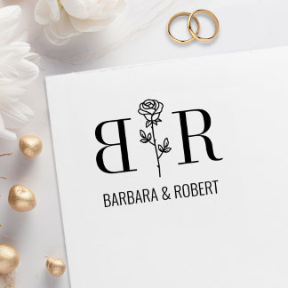 Carimbo De Borracha Iniciais Monograma de Casamento Rosa Nomes Persona