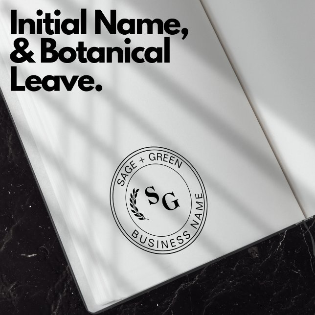 Carimbo De Borracha Iniciais Nome Comercial Promocional Licença Botâni (Initials Business Name Promotional Botanical Leave Rubber Stamp)