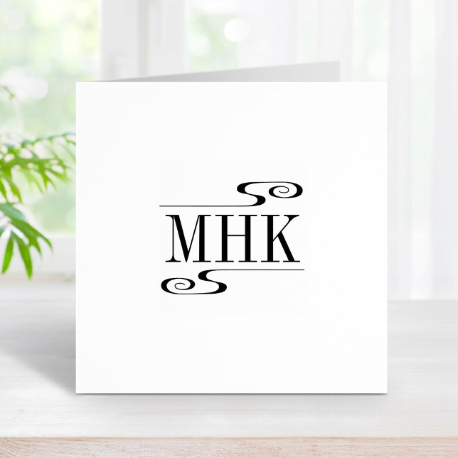 Carimbo De Borracha Iniciais simples de monograma de espirais 1x1 (Criador carregado)