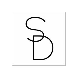 Carimbo De Borracha Iniciais Sobrepostas com Estilo Moderno