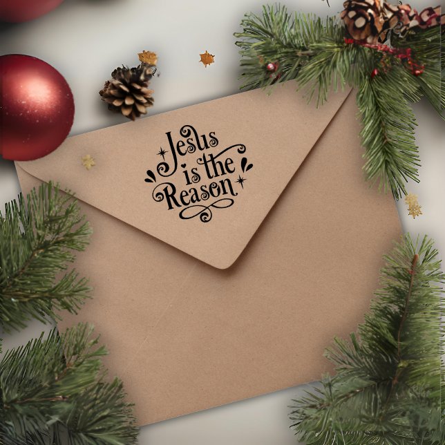 Carimbo De Borracha Jesus É A Razão Do Natal Cristão (Jesus Is The Reason Christian Christmas Rubber Stamp)