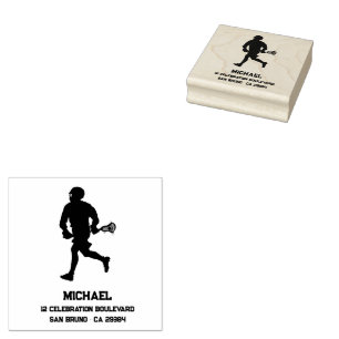 Carimbo De Borracha Jogador de Lacrosse Personalizado