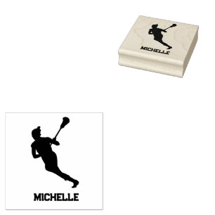 Carimbo De Borracha Jogador de Lacrosse Personalizado