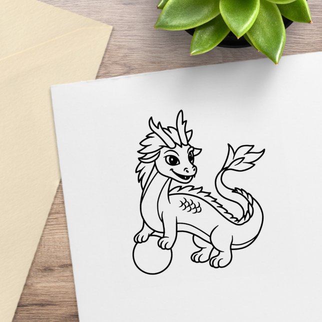 Carimbo De Borracha Jovem Dragão Chinês (Criador carregado)